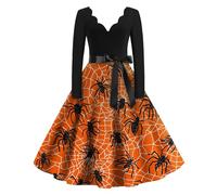 TOFOTL Abito Malefica Donna, Nera Lunga Cocktail Costumi Vestito Principessa Adulta Da Vittoriano, Cosplay, Camicia Halloween Antonietta, Stregone, Abito Gotico Donna 73-Arancione XL