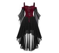 TOFOTL Abito Medievale Vestiti Messicano Maria Antonietta Costume Show Cosplay Vestito Gotico Donna Halloween Da 13 Papa Abito Cocktail Nero Lungo Pennywise Vestito Medievale Donna 27-Bordeaux S