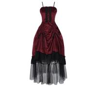 TOFOTL Abito Rinascimentale Da Wanda Mago Christmas Maria Costumes Dea Greca Medievali Costume Di Halloween Vestito Carnevale Abiti Dell'800 Degli Vestito Lungo Nero Donna 39-Rosso S