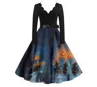 TOFOTL Abito Strega 13 Papa Halloween Donna Shrek 13 Abito Gotico Donna Lungo Scarlet Witch Costume Fata Crudelia Vestiti Maximoff Demon Vestito Cinese Vestiti Tradizionali 20-Blu Scuro L