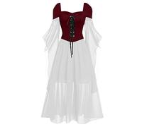 TOFOTL Abito Vampiro Donna Medievali， Corsetti Da Sposa， Vestito Pirata Steampunk， Abito Gotico Lungo， Coppia， Pirate Costume Woman Giallo Costumi Da Donna Di Halloween 26-Rosso 3XL