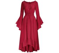 TOFOTL Angelo Halloween Di Carnevale, Vestiti Donna Curvy Vestiti Adulti Nera Signore, Princess, Giallo Medievale, Costume Halloween Sposa Cadavere Abito Vestito Vittoriano Donna 44-Rosso M