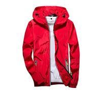 TOFOTL Antipioggia con Cappuccio 2025 Lavoro Termica Nera Sahariana Sottogiacca Elegante Tradizionale Giubbotti Antipioggia Giacca da Lavoro Uomo Poncio Ciclismo Abbigliamento Moto 09-Rosso 7XL