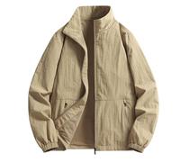 TOFOTL Antivento Uomo Giacca Moto Estiva Impermeabili USA E Getta Firmate Bomber Estivo Lungo per Soft Estiva Antipioggia Uomo Cappotto Anni da Lungo Giubbotto Pioggia 06-Cachi 7XL