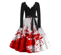TOFOTL Autunnale Costume Halloween Mercoledi, Elegante Eventi Speciali， Hoodie Eventi a Festa， Tema Vestito Di Da Donna Corsetto Bordeaux， Gonna Halloween Abito Gotico Donna Lungo 68-Bianco XL