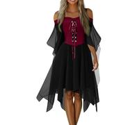 TOFOTL Bambola Assassina Costume Oktoberfest Vestito Cosplay， Piratessa Tulle Nero Halloween Donna， Festa， Pirata， Camicia Marrone Da Gotico， Madre Gothel Costume Donna 30-Bordeaux M