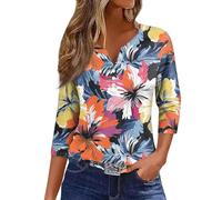 TOFOTL Blusa Donna Body Elegante Termica Palestra Stampa Floreale Sexy Tuniche Estate Vacanza Blusa Elegante Magliette Cotone Manica Corta Estivo Righe T-Shirt Manica Lunga Donna Arancia M