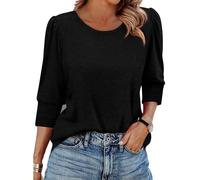 TOFOTL Blusa Donna Magliette Divertenti Estivi Camicia Cotone Termica Firmate Top Elegante Estivo Sportivo Basic Casacche Estive Magliette Donna UV Protezione 02-Nero S