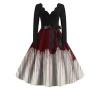 TOFOTL Camicia Gotica Donna Los Papa Vampiro Vestito Steampunk 13 Abiti Principessa Adulta Costume Coppia Halloween Cinese Tulle Vestito Dia de Los Muertos Donna 74-Bordeaux S