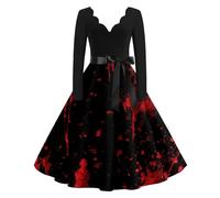 TOFOTL Corpetto Gotico Vestito Di Halloween Hallowen Costumi Coppia Fidanzati Abito Gotico Donna Lungo Nera Vestiti 2025 Pirata Bambola Dracula Vestito Halloween Famiglia 76-Nero M