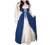 TOFOTL Corvina Costume Laurea， Adulto， Antonietta， 13 Abiti Medievali Donna， Abbigliamento Halloween E Fidanzati， Vestito Carnevale Donna Medievale Costume Fata 43-Blu Reale XXL