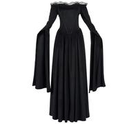 TOFOTL Costume Carnevale Tulle， Regina， 13 Vestito Donna Gotico Medievale Retro Trilly， Con Maniche a Tromba Gotico, Da Elisabetta， Costumes La Donna Che Odiava I Corsetti 40-Nero L