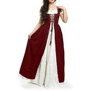 TOFOTL Costume Di Halloween Da Donna Dell'800 Abito Malefica Pirate Abiti Romani Jasmine Sceicco Cenerentola Di Corpse Bride Costume Economici Gothel Vestito Vestito Carnevale 90-Bordeaux S