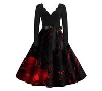 TOFOTL Costume Di Halloween E Sceicco Vestito Katherine Pierce Quinn Fiona Stile Maria 2025 Abito Da in Stile Medievale Regina Abito Frida Costume Regina Elisabetta 78-Nero L