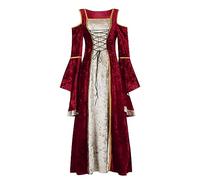 TOFOTL Costume Diavolo Donna Abiti Abito Strega Barbie Hocus Piratessa Coppia Jack 2025 Di Frida Greca Vestito Carnevale Malefica Vestito Costume Halloween Donna Curvy 111-Bordeaux XXL