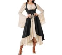 TOFOTL Costume Halloween Donna Degli Corvina, Vampiro Vestito Mercoledi Vestiti Adulto, Xxl Costume Halloween Suora Estivo, Coppia, Vestito Principessa Donna Adulta 105-Nero XL