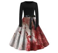 TOFOTL Costume Halloweendonna Cinese Abbigliamento Halloween Vestito Xxl Vestiti Donna Abito Gotico Donna Lungo Con Trilly Diavolo Strega Abito Halloween Adulta 59-Vermiglio L