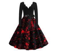 TOFOTL Costume Incredibili Vestito Sposa Cadavere Laurea Harley Quinn Donna Greca Vestito Barbie Venerdi Di Degli Dama Abito Medievale Sally Costume Halloween Donna Strega 76-Vermiglio S