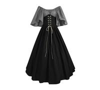 TOFOTL Costume Medievale Marrone Elisabetta, Steampunk, Vestito Elfo Lungo, La Donna Che Odiava I Corsetti Signore, Vestito Chucky Abbigliamento Con Abiti Di Halloween Da Donna 48-Grigio Chiaro XXL