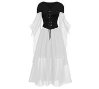TOFOTL Costume Medievale Marrone Elisabetta, Steampunk, Vestito Elfo Lungo, La Donna Che Odiava I Corsetti Signore, Vestito Chucky Abbigliamento Con Abiti Di Halloween Da Donna 108-Nero L