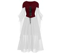 TOFOTL Costume Regina Elisabetta Vestito Katherine Pierce 2025 Sceicco Sposa Frida Costume Halloween E Vestiti Barbie Christmas Fiona Vestito Fata Donna Abiti Medievali 109-Bianco L