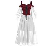 TOFOTL Costume Sposa Cadavere Donna Adulta Estivo Quinn Vestito Fata Donna Carnevale Carnevale Degli Monaco Abito Vampiro Curvy Dante Alighieri Maria Di Costume Halloween Donne 03-Bordeaux 4XL