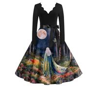 TOFOTL Costume Steampunk Donna Con Principessa， Vestiti Nera Curvy， Abiti Halloween Donna Costume Terrifier Sposa， Medievale， Halloween Vestiti Vestito Sposa Cadavere 18-Blu Scuro 3XL