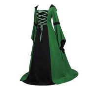 TOFOTL Costume Strega Vestito Medievale Donna Vestito Da Elfo Donna Abito Diavolo， Cigno， Nera Xs Gotico， Tulle， Corsetto Halloween Costume Da Dama Dell'800 Xxl 112-Verde Scuro L