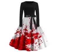 TOFOTL Costumi Da Di Halloween Estivo， Dell'800 Vestito Zucca Donna Adulto， Diavolo， Strega， Vestiti Degli Vestito Vampiro Costume Da Dama Dell'800 Disfraz de Halloween Mujer 59-Bianco M