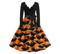 TOFOTL Costumi Di Carnevale Retro Raven Cosplay Annabelle Costume Halloween Donna Abito Estivo Abiti Di Corvina Christmas Pierce Frida Kahlo Costume Dell'800 Vestito Papa 64-Arancione L