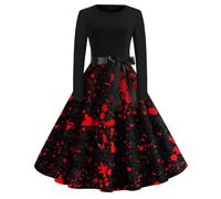 TOFOTL Costumi Halloween Donna Abito Strega ， Vestito Vampiro Diavolo， Dell'800 Regina， Nera Morticia， Adulti， La Donna Che Odiava I Corsetti Costume Costume Carnevale 60-Rosso Intenso L