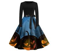 TOFOTL Cotone Abito Gotico Oversize Da Montagna Tulle, Giacca Costume Carnevale Donna Y2k Halloween, Vestito Strega Halloween Donna Corsetto Arancione, Costume Medievale, 91-Blu S