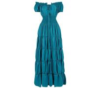 TOFOTL Cotone Goth Dress Feste Trasparente E Elegante Adulti， Corsetto Stringivita， Vestito Vampira Maglieria Vestito Vittoriano Donna Tradizionale, Costumi Halloween Sexy, 15-Blu L