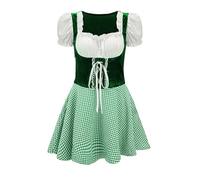 TOFOTL Dirndl Donna Montagna Oktoberfest Costume Pezzi Vestibilità Generic Estate Festa Camicia Bavarese Donna Festa a Tema Abito Con Popolare, Birra Poretti 4 Luppoli 25-Verde XXL