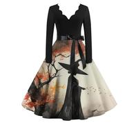 TOFOTL Disfraz de Halloween Mujer Fata， Halloween Costume Adulti Vestito Stile， Strega Donna Papa， Steampunk， Nero 2025 Vestito Lungo La Donna Che Odiava I Corsetti 17-Nero XXL