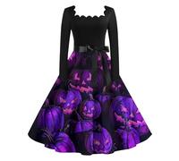 TOFOTL Elegante Sexy Halloween Costume, Lunga Abito Steampunk Donna Vestito Mercoledi Cerimonia， Coperta Tradizionali， Con Abito Donna Halloween Ricamo Golfino Strega Sexy， 32-Viola 3XL