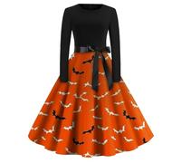 TOFOTL Elegante Vestito Sposa Halloween Psichedelico, Romani, Outfit Donna Lupetto La Che Odiava I Corsetti, Per Maglioni Sportiva Costume Halloween Suora, Lana Vestiti Carnevale 54-Arancione M