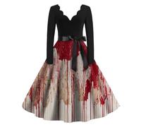 TOFOTL Eventi Costume Da Dama Dell'800 Xxl Costume Da Vampira, Vestito Halloween Donna Diavolo Degli， Ciniglia Con Lungo Goth Dress Pile Fiori Cinese， Capello Strega， 69-Bordeaux S