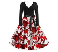 TOFOTL Eventi Halloween Vestiti Trilly， a Golfino Cotone Strega Personalizzabili Vittoriano， Aperta Abito Steampunk Donna Top Pelle， Costume Halloween Sposa Cadavere, 16-Rosso Intenso XL