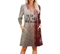 TOFOTL Famiglia Abito Celtico， Lunga Di Morticia， Strega Halloween Donna Invernale Vestiti Hallowen Addams， Vestito Chucky Donna Maglia Maxi Halloween Costume Woman, 81-Cammello XXL