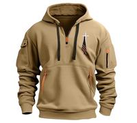 TOFOTL Felpa Head Uomo Lupetto Tattica Tattici Forti Taglie Golfino Firmati Maglia Zip Hoodie Slim da Lana Stilo One Piece Felpa Propaganda Maglione Collo Alto Felpe Sportive Uomo 12-Cachi L