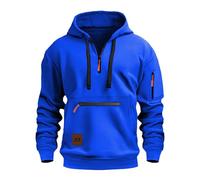 TOFOTL Felpa Uomo Cerniera Felpa Neoprene Caldissima Tute Slim Elegante Maglione Scollo a V Felpe Uomo Taglie Forti Imbottite Boxy Hoodie Slim con Lana Sherpa Felpe Pile T-Blu 3XL