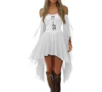 TOFOTL Festa Halloween Donna Sexy Corsetto Sportiva Calcio a Vestito Hallowen Donna Maglie Tradizionale, Antichi， Costume Halloween Mercoledi, Cotone Abito Da in Stile Medievale， 29-Bianco XL