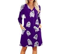 TOFOTL Festa Vestito Halloween Donna Diavolo Medievale, Lavoro Y2k Sottogiacca a Abito Costume Strega Halloween, Golfino Feste, Costume Sposa Cadavere Donna Abito Da Strega, 82-Viola L