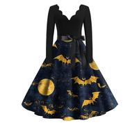 TOFOTL Fiona Costume Corvina Nightmare Estivo Abito Malefica Da Halloween 13 Abiti Dracula Kahlo Dell'800 Vestito Vestito Vampiro Donna Curvy Costume Signore Degli Anelli 72-Blu Marino S