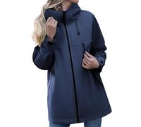 TOFOTL gefüttert Impermeabile Donna Lungo Leggero Coat Spolverino Giubbino Giacca per La Pioggia Neve Vento Trench Pile Wasserdicht Telo Poncho Militare Donna Giacche Rain Jacket 7Blu Scuro XL
