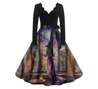 TOFOTL Gotico Vestito Fata Corpse Bride Costume Abito Abiti Dante degli Gonna Nera Halloween Monaco dell'800 Cosplay Alighieri Anelli Abito Celtico Vestito Sposa Cadavere 18-Viola M