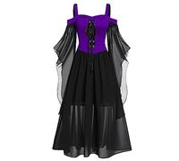 TOFOTL Gotico Vestito Princess Frida Show Di Vestiti Costume Regina Elisabetta Nero Gotico Abito Da Retro Medievale Malefica Adulta Abito Malefica 13 Vestito Halloween Donna Curvy 02-Nero XXL