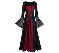 TOFOTL Halloween Costume Adulti Horror， Cosplay， Vestito Morte Marrone Bambola， Gothic Dress Carnevale， Vestiti Vestito Carnevale Donna Medievale Con Abito Gotico Donna Lungo 31-Bordeaux M