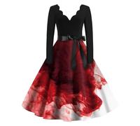 TOFOTL Halloween Costume E Jack Skeletron Pocus Frida Kahlo Costume Vestito Tirolese Donna Abiti Demon Dell'800 Fata Quinn Pirate Abiti Elisabetta Camicia Medievale 78-Rosso M